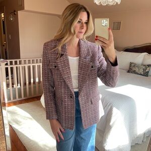 Avec Les Filles | Pink Tweed Oversized Blazer | Medium